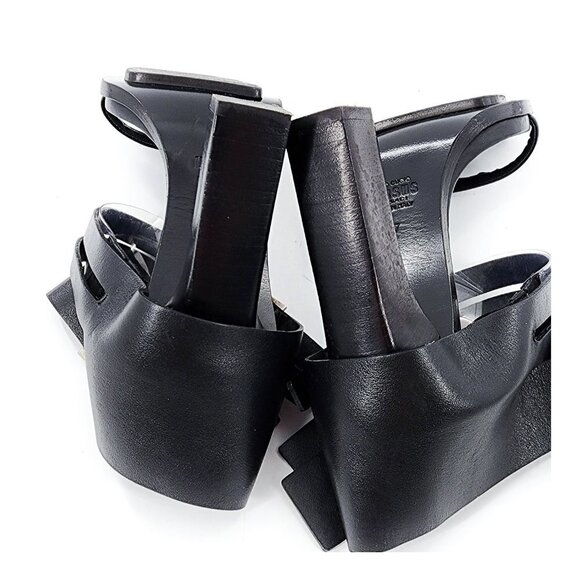 VERSUS by VERSACE Black Side Buckle Leather Sandals - Picture 9 of 12